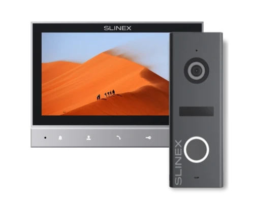 Комплект видеодомофон + панель вызова Slinex SK-07N Cloud grey + ML-17HD graphite