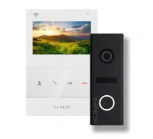Комплект видеодомофон + панель вызова Slinex SQ-04N Cloud white + ML-17HD black