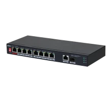 10-портовый неуправляемый настольный коммутатор с 8-портовым PoE DH-PFS3110-8ET1GT1GF-96