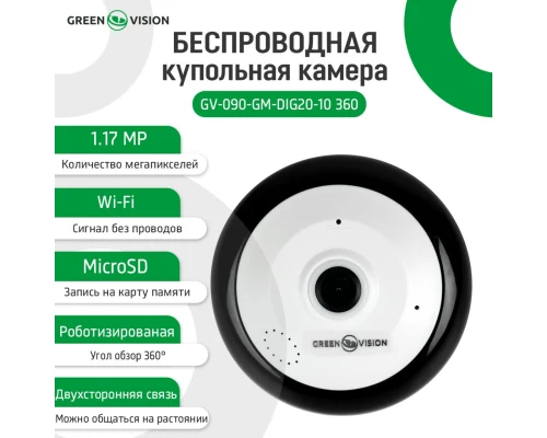 Беспроводная купольная камера GV-090-GM-DIG20-10 360