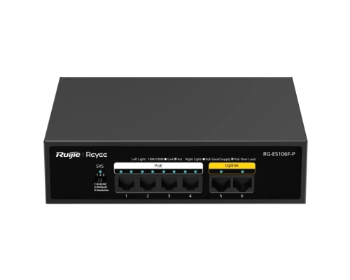 6-портовый 10/100Мб неуправляемый PoE Ruijie Reyee RG-ES106F-P
